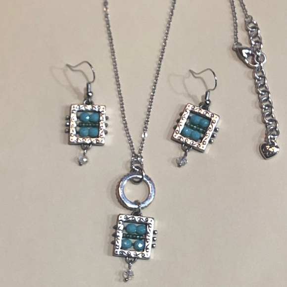 Brighton set of necklace & earrings Blue & crystal FINAL REDUCED PRICE - Picture 3 of 16